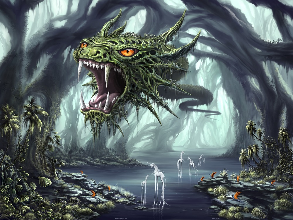 Hiker crossing a rocky stream